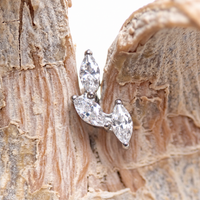 Implant Titanium Vine CZ Flatback Piercing, Internally Threaded