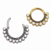 Double Row Rainbow CZ & AB's Clicker 16g