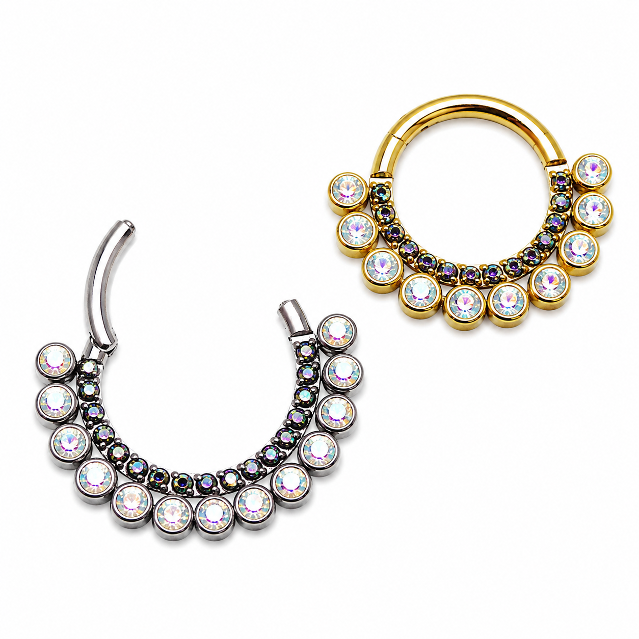Double Row Rainbow CZ & AB's Clicker 16g
