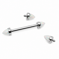 White Fire Opal Cone Titanium Nipple Barbells