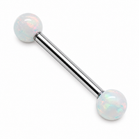 White Opal Titanium Nipple Bar 14g, 12g