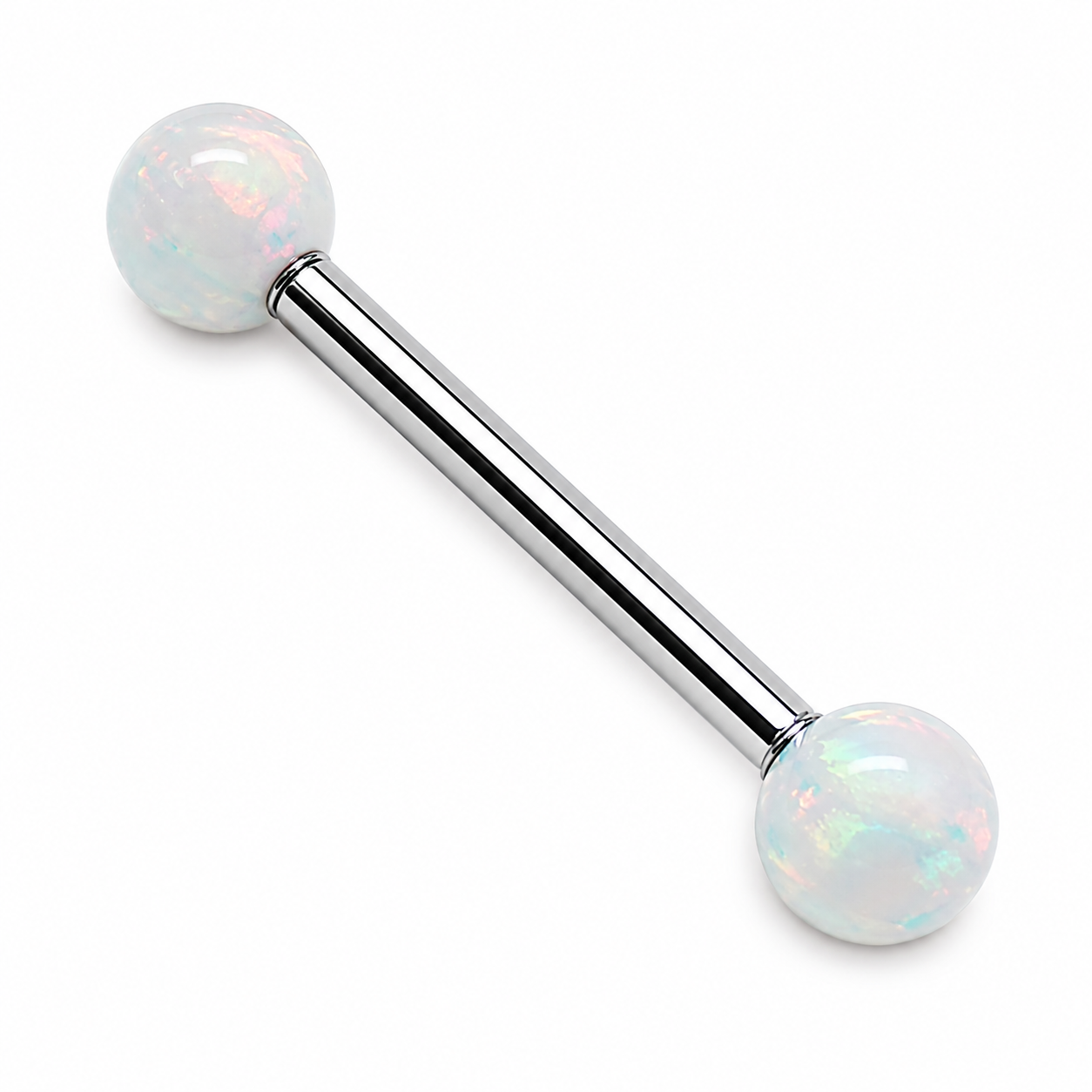 White Opal Titanium Nipple Bar 14g, 12g
