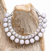 White Opal & AB CZ Titanium Clicker 16g