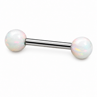 White Opal Titanium Nipple Bar 14g, 12g