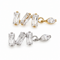 Implant Titanium Zigzag Baguette Flatback Piercing, 18g/16g/14g- 0.9mm thread