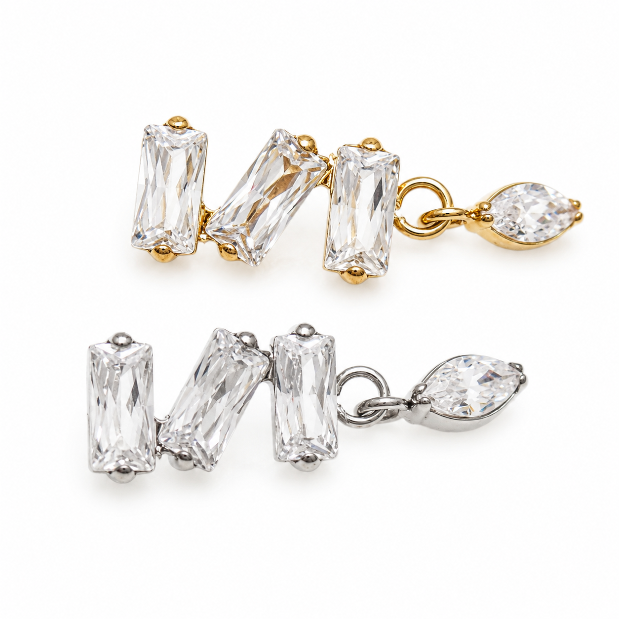 Implant Titanium Zigzag Baguette Flatback Piercing, 18g/16g/14g- 0.9mm thread