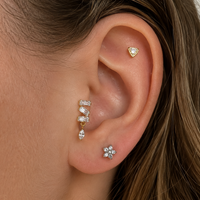 Implant Titanium Zigzag Baguette Flatback Piercing, 18g/16g/14g- 0.9mm thread