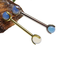 Opalite Moonstone Push Fit Titanium Nipple Piercing 16g, 14g
