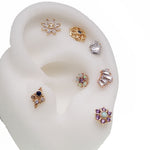 Opal Lavender Flower 14k Gold & CZ Push Fit