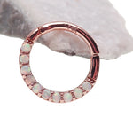 Cabochon 14k Solid Rose Gold Opal Clicker 16g