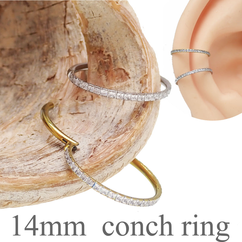 Conch Hinged Titanium Clicker Hoop 16g -14mm