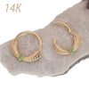 14k Solid gold feather and opal clicker 16g