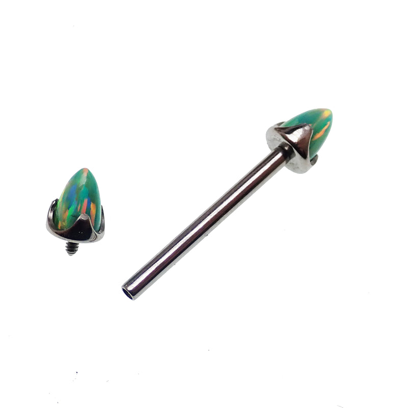 Green Olive Opal Cone Nipple Bar 16g - Body Clickers Body Jewelry