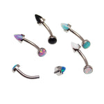 Curved Opal Spike Bar with Cabochon Top 14g