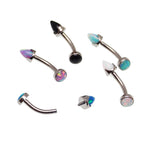 Opal Spike and Cabochon Curved Barbell 16g