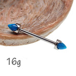 Peacock Blue Opal Cone Nipple Bar 16g