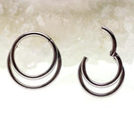 16g Crescent Stacked Hinged Clicker Ring Implant titanium - pure piercings