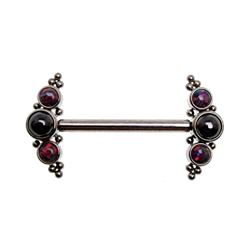 Onyx and Black Lava Beaded Nipple Cluster 14g, 12g