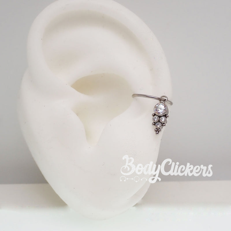 Halobes Plain Hoops with CZ Charms 16g, 18g, 20g