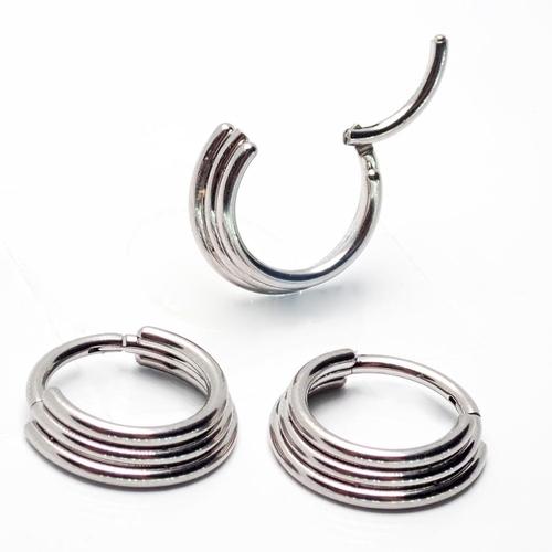 16g  Triple Stacked Hinged Clicker Ring Implant titanium - pure piercings