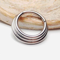 16g  Triple Stacked Hinged Clicker Ring Implant titanium - pure piercings
