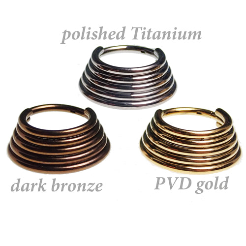 5-Tier Stacked Hinged Titanium Clicker 16g, 14g