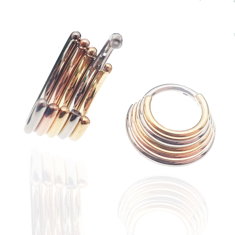 Stacked Trio Metal Titanium Clicker 14g or 16g