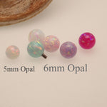 6mm Opalite White fire opals Titanium Nipple Ring 14g & 12g