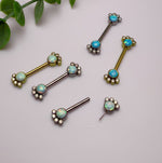 Paw Print CZ and White Opal Nipple Bar 14g