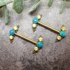 Peacock Blue Opal & Citrine Beaded Nipple Cluster 14g, 12g