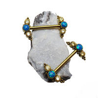 Peacock Blue Opal & Citrine Beaded Nipple Cluster 14g, 12g
