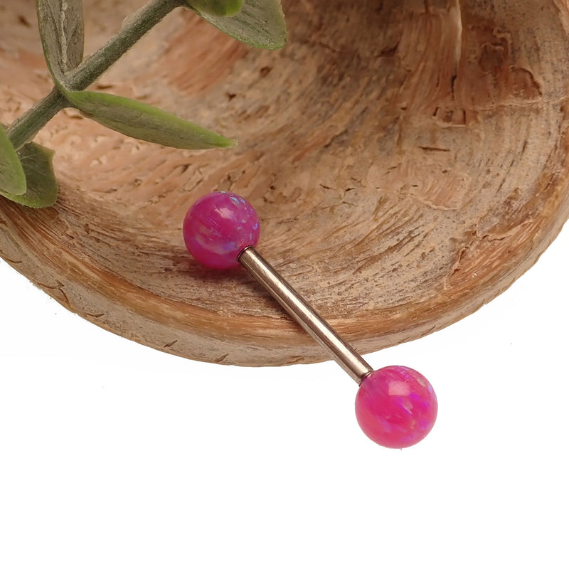 Fuchsia Orchid Opal Nipple Bar 14g, 12g