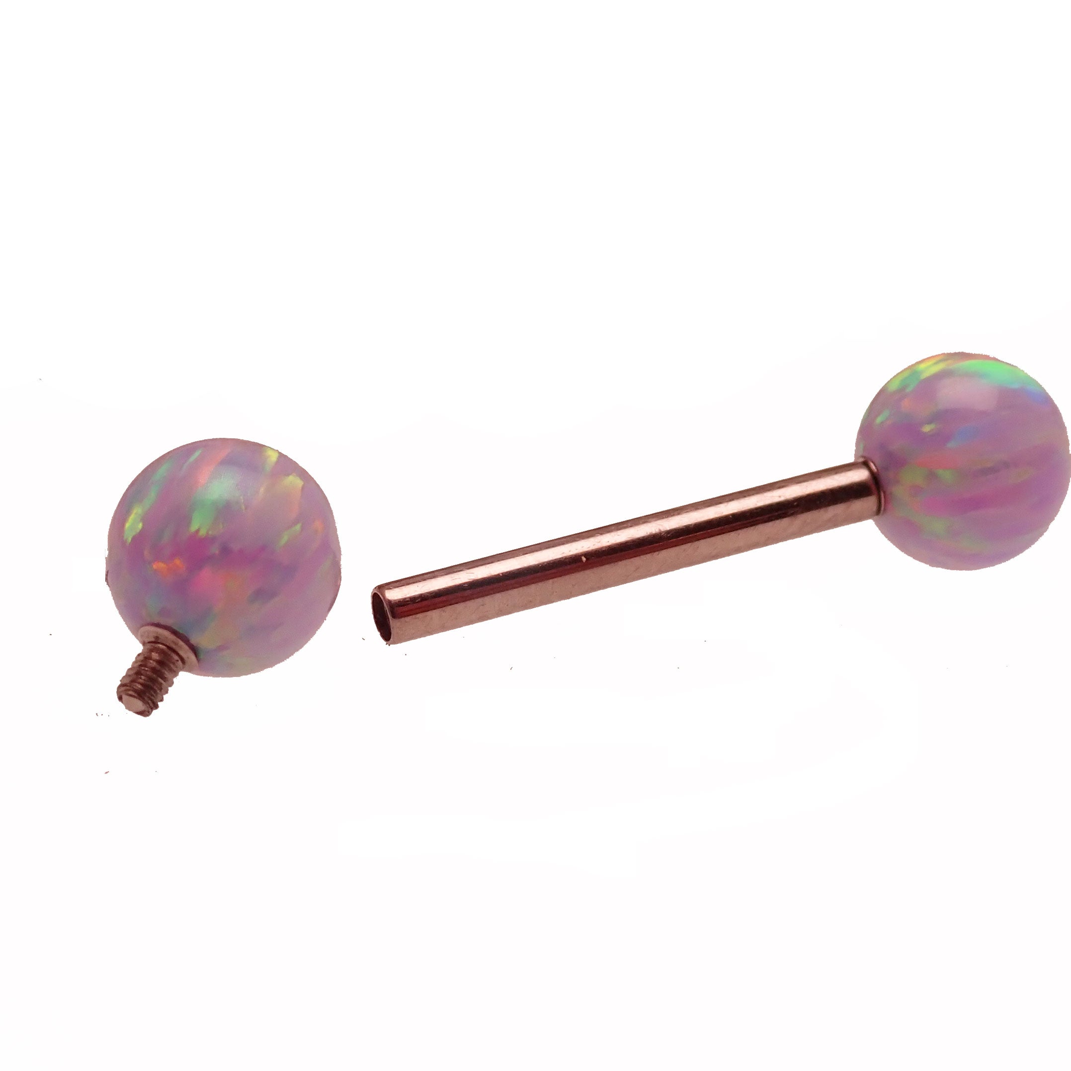Unicorn Purple 5mm, 6mm Opal Titanium Nipple Ring 14g, 12g