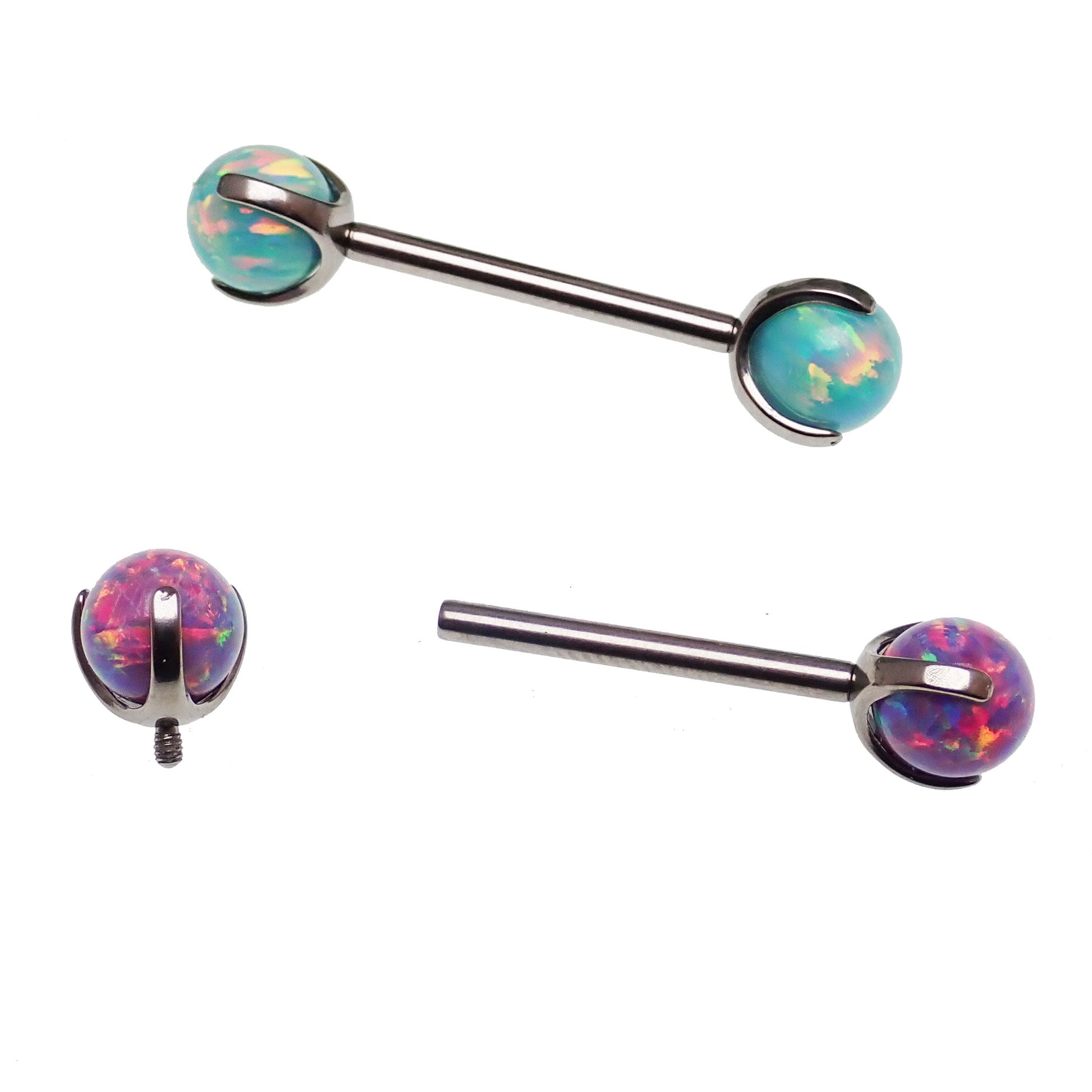 Moon Yellow & Multi Lavender 6mm Opal Barbell 12g / 14g