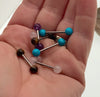Pair Natural Stone Nipple Piercings Titanium 14g