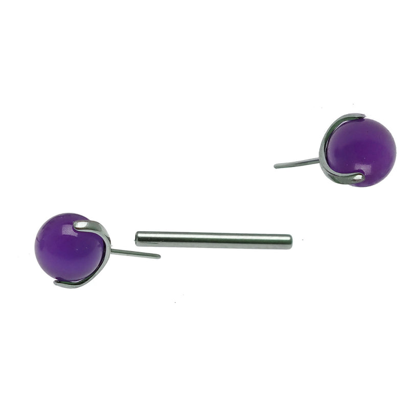 Push Fit Real Amethyst Titanium Nipple Piercing