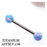 Titanium Barbell CornFlower Blue Fire Opals