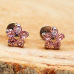 Titanium Flower earrings Pink