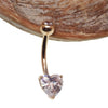 CZ Heart 14k Gold Belly Bar 14g - Body Clickers Body Jewelry