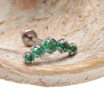 Emerald Green 5 Gem Cluster Piercing