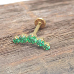 Emerald Green 5 Gem Cluster Piercing