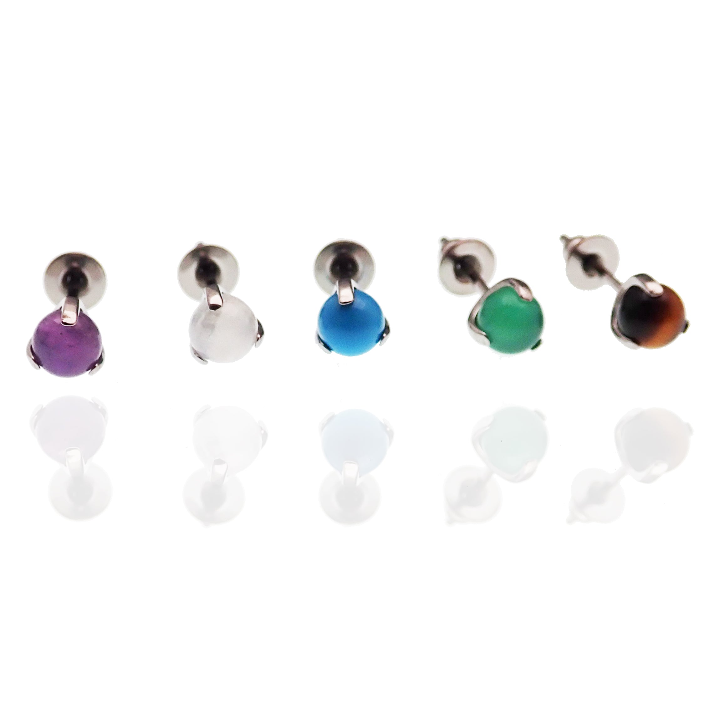 Implant Titanium Natural Stone Earrings - Body Clickers Body Jewelry