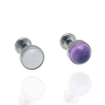 Amethyst / Cloudy Moonstone Titanium Flatback Piercing 14g