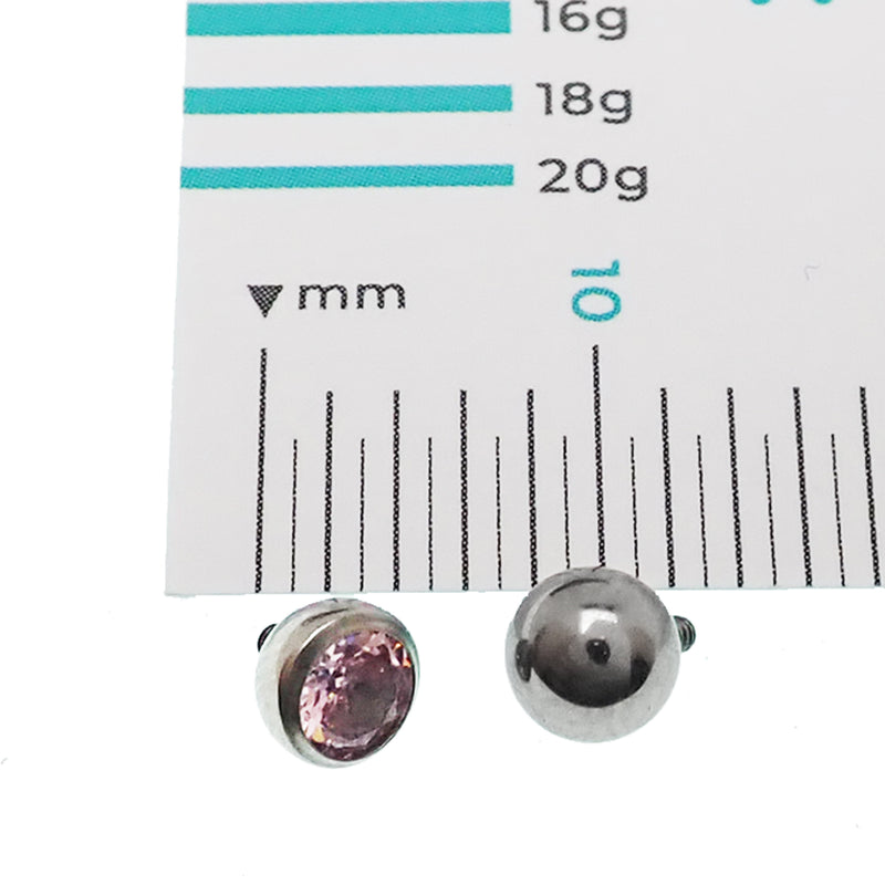 Clear / Pink CZ Tongue Titanium Barbell Piercing 14g