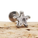 Full Clear CZ Star Titanium Flatback Piercing 18g, 16g, 14g