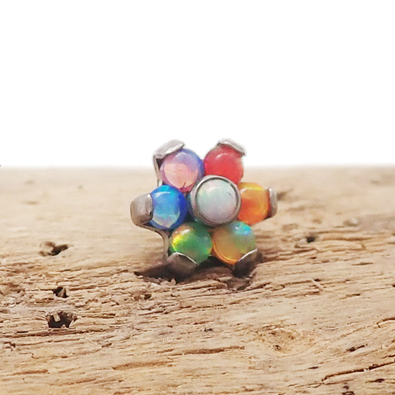 Mixed Opal Rainbow Flower Titanium Top - Top Only 14g