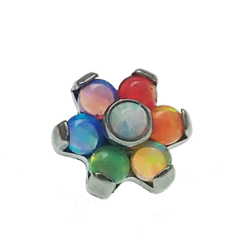 Mixed Opal Rainbow Flower Titanium Top - Top Only 14g