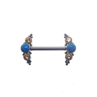 Peacock Blue Opal & Citrine Beaded Nipple Cluster 14g, 12g