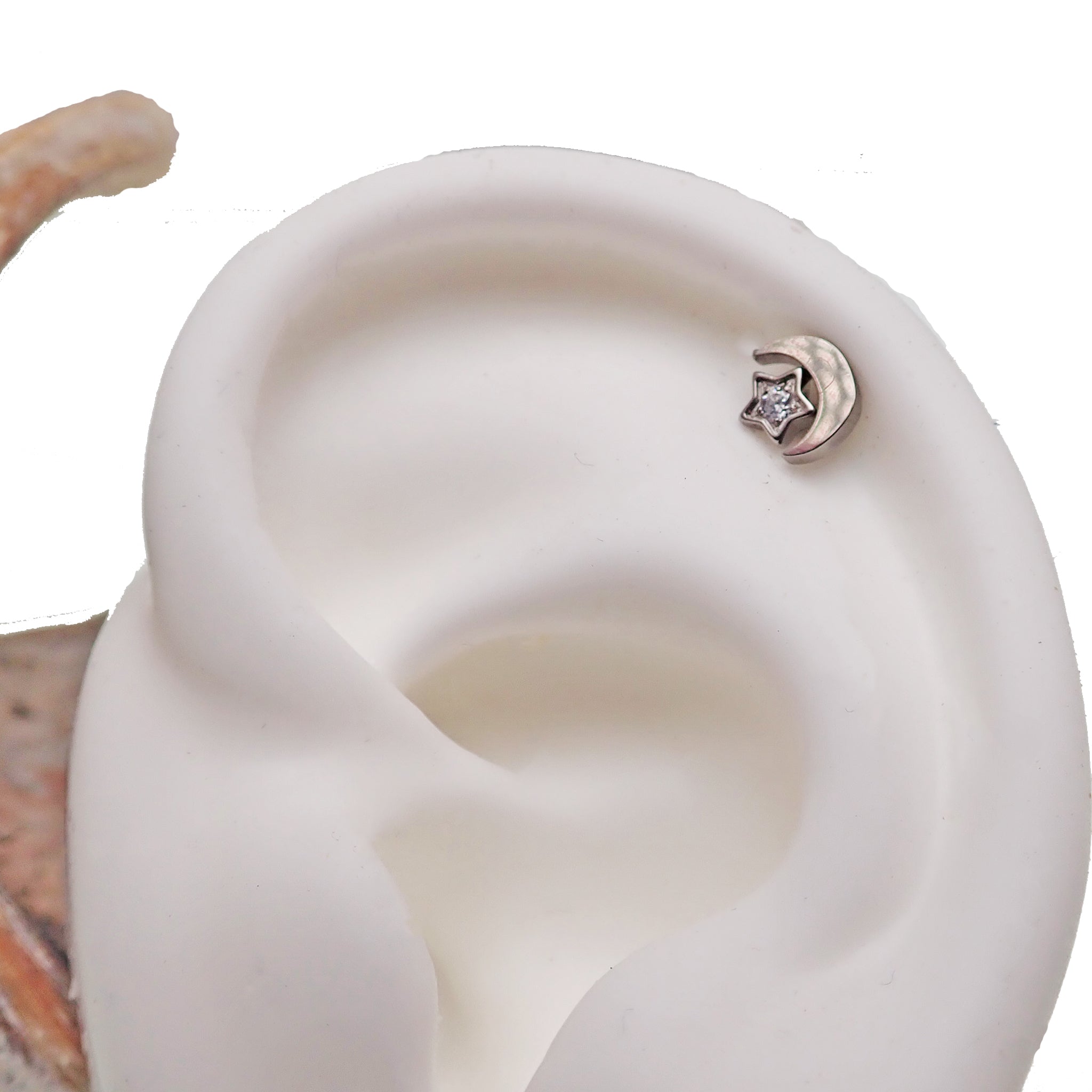 Moon & Star Flat Back 14g, 16g, 18g - Body Clickers Body Jewelry