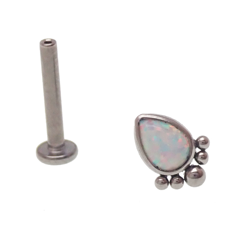 Beaded Opal Tear Drop Push Fit Flat Back 14g, 16g, 18g, 20g